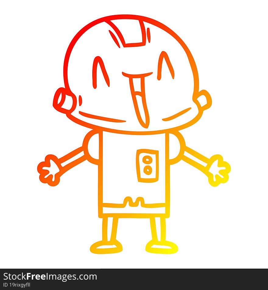 warm gradient line drawing cartoon robot