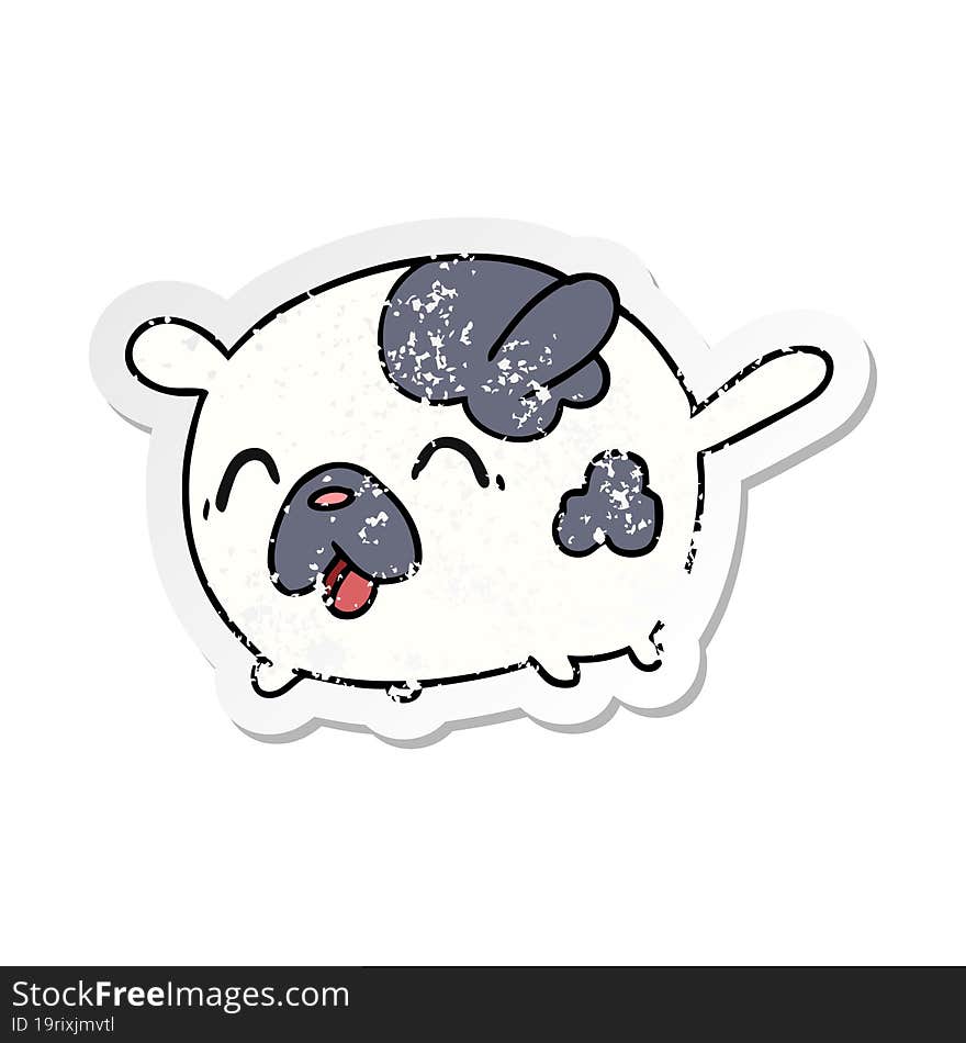 Distressed Sticker Cartoon Kawaii Cute Patch Dog