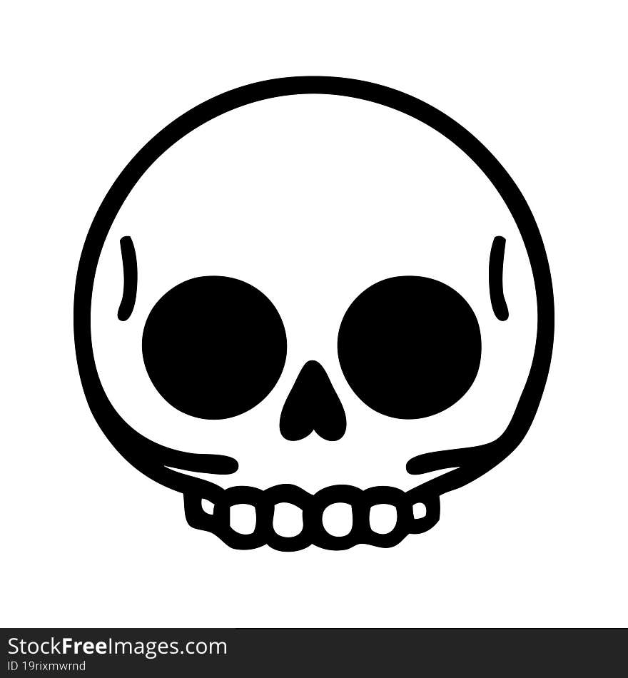 tattoo in black line style of a skull. tattoo in black line style of a skull