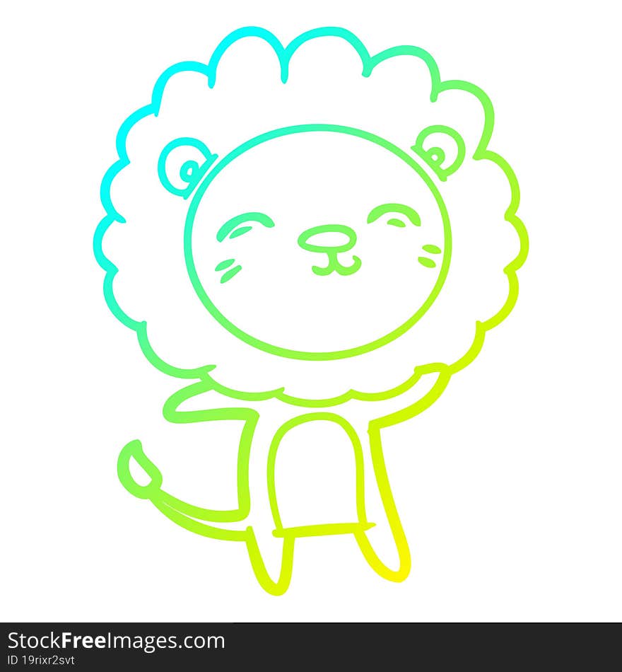 cold gradient line drawing of a cartoon lion