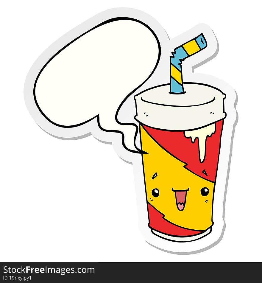 cartoon soda cup and speech bubble sticker