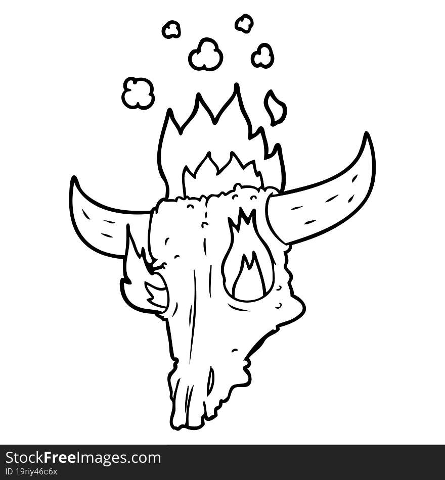 spooky flaming animals skull cartoon. spooky flaming animals skull cartoon