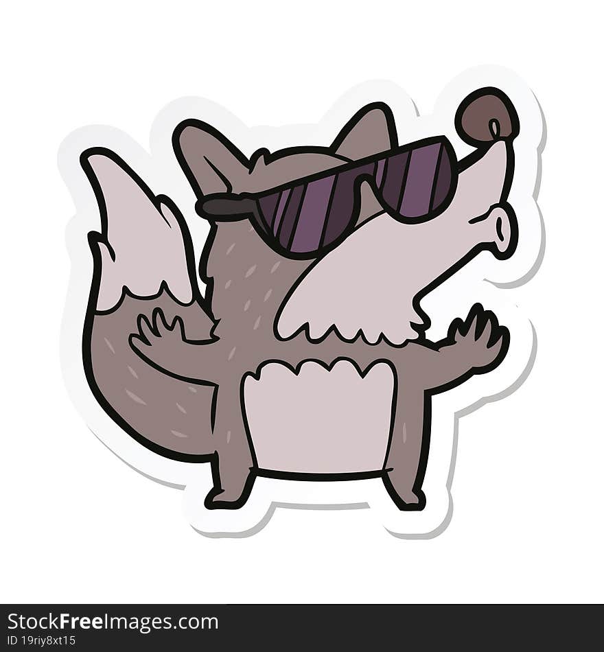 sticker of a cartoon cool werewolf howling