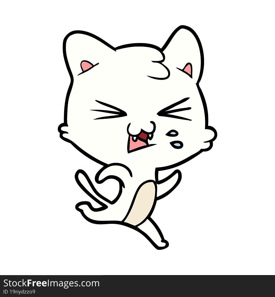 cartoon cat hissing. cartoon cat hissing