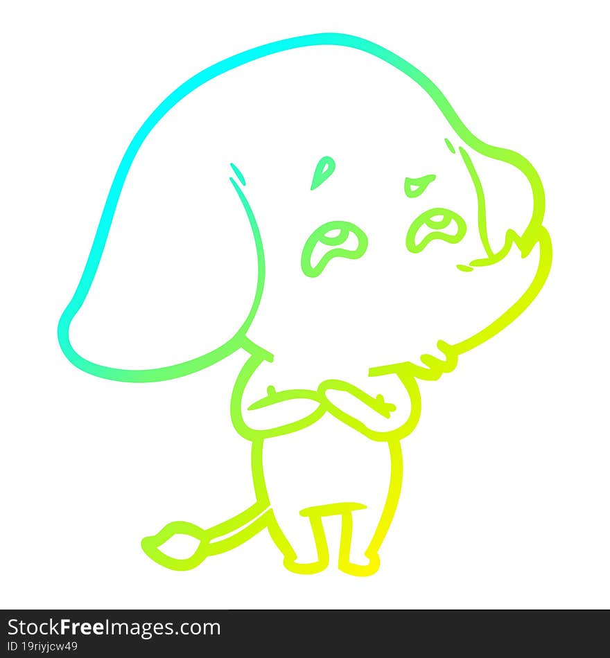 cold gradient line drawing cartoon elephant remembering