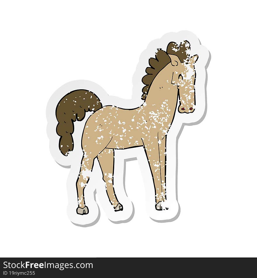 retro distressed sticker of a cartoon horse