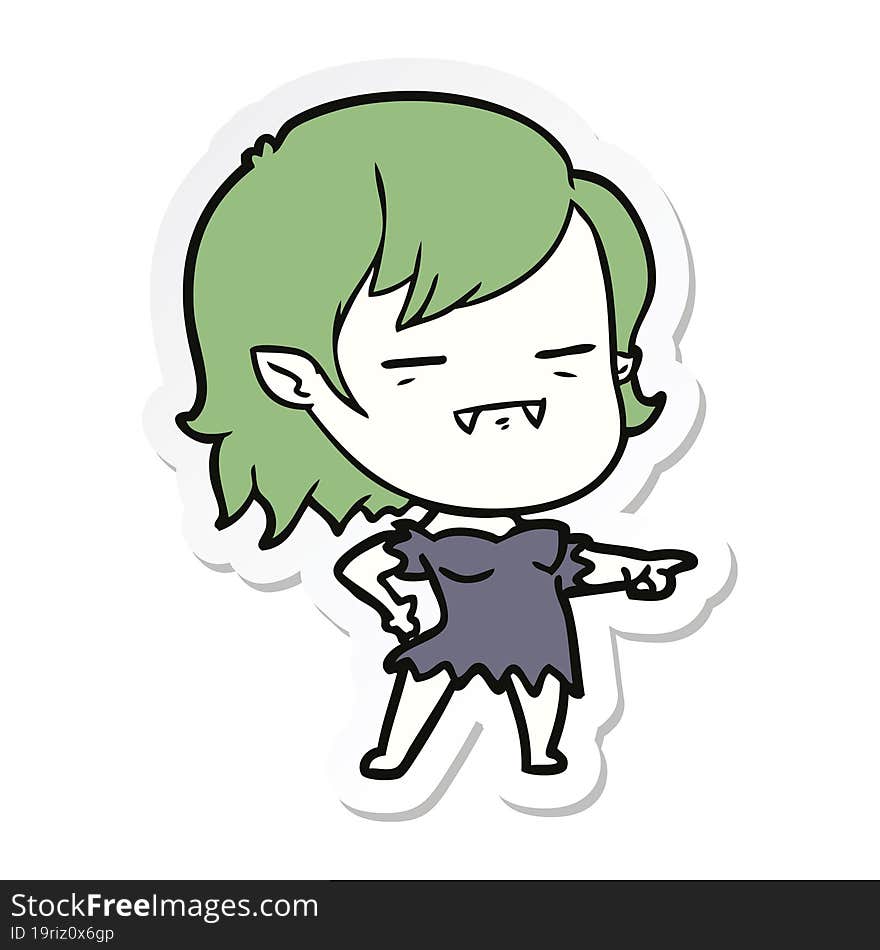 sticker of a cartoon undead vampire girl