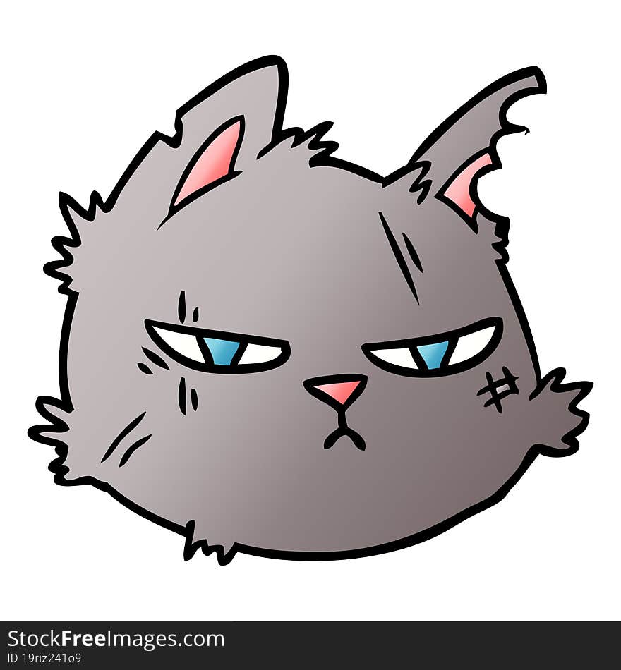 cartoon tough cat face. cartoon tough cat face