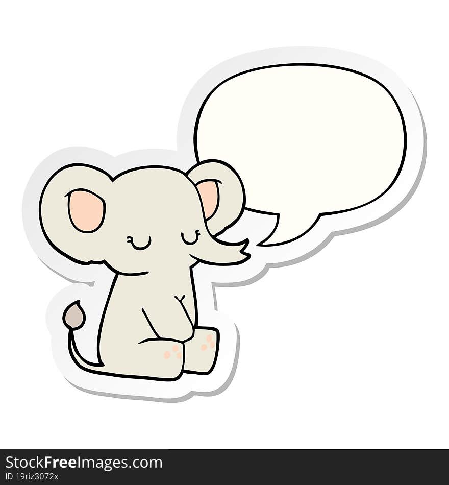 Cartoon Elephant And Speech Bubble Sticker