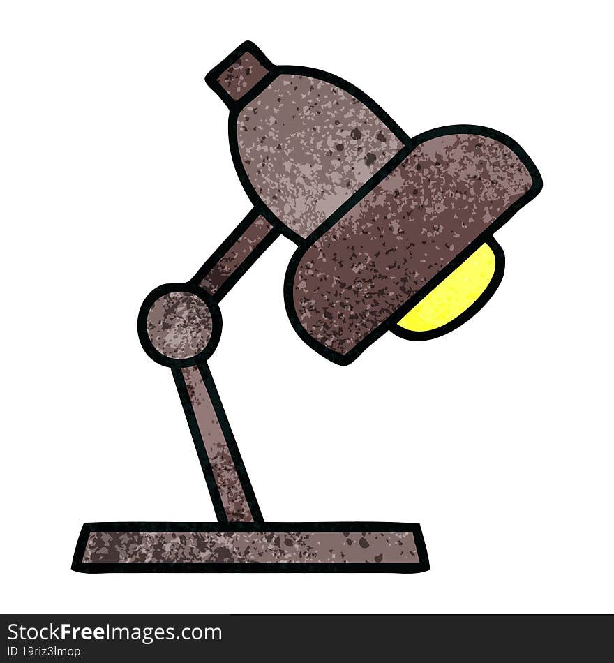 retro grunge texture cartoon of a table lamp