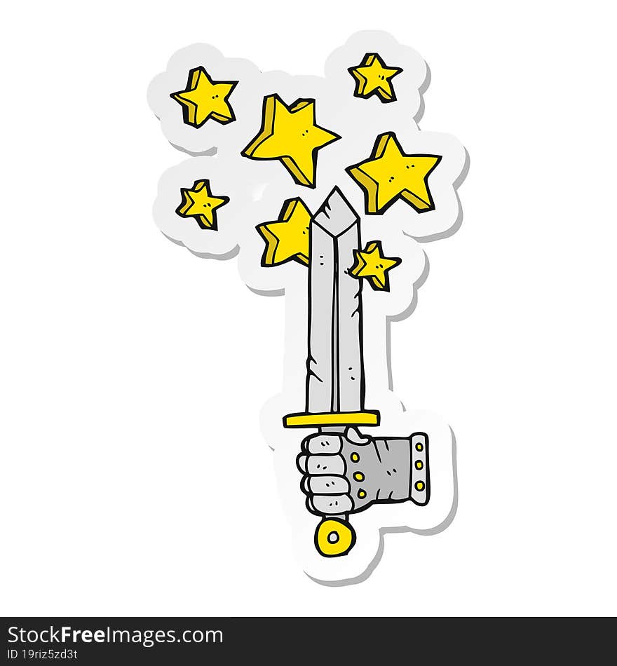 Sticker Of A Cartoon Hand Holding Magic Sword