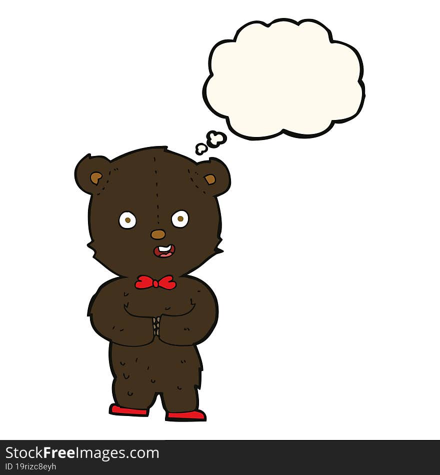 cartoon teddy black bear with thought bubble