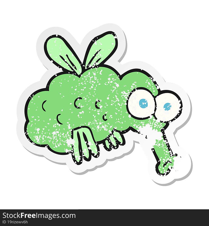 retro distressed sticker of a cartoon fly