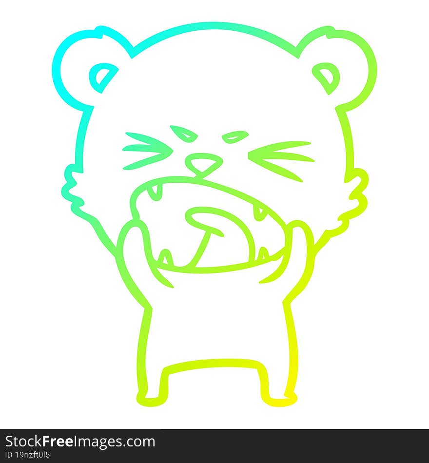 Cold Gradient Line Drawing Angry Cartoon Bear