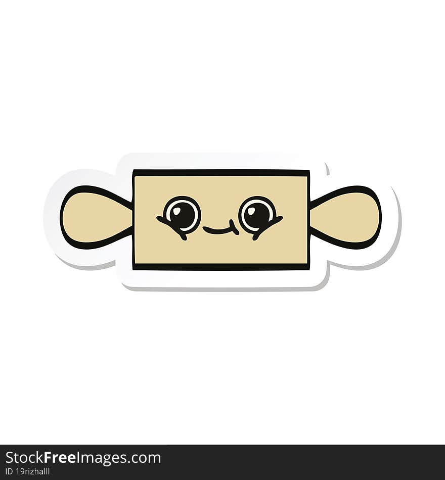 sticker of a cute cartoon rolling pin