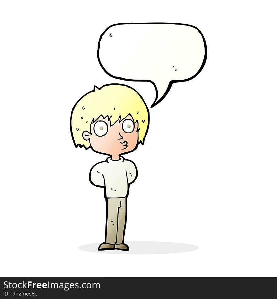 Cartoon Impressed Boy With Speech Bubble