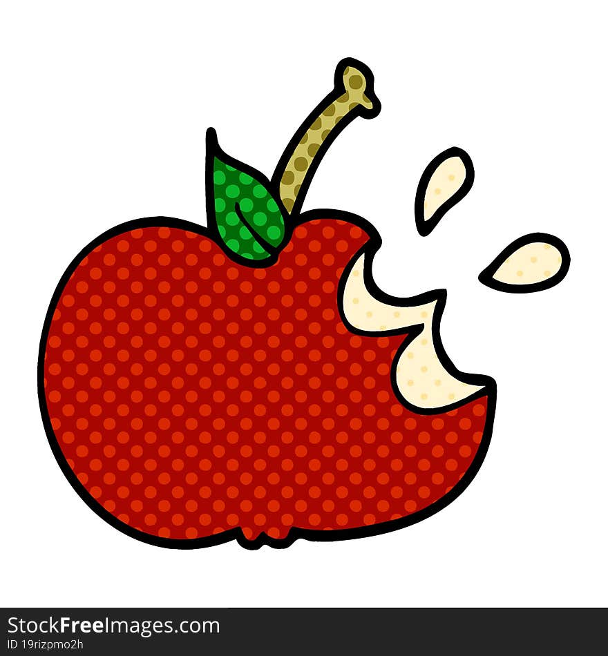 cartoon doodle juicy bitten apple