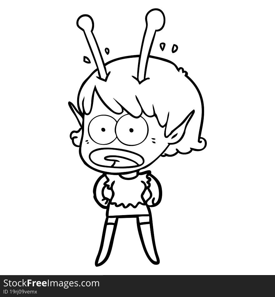 cartoon shocked alien girl. cartoon shocked alien girl