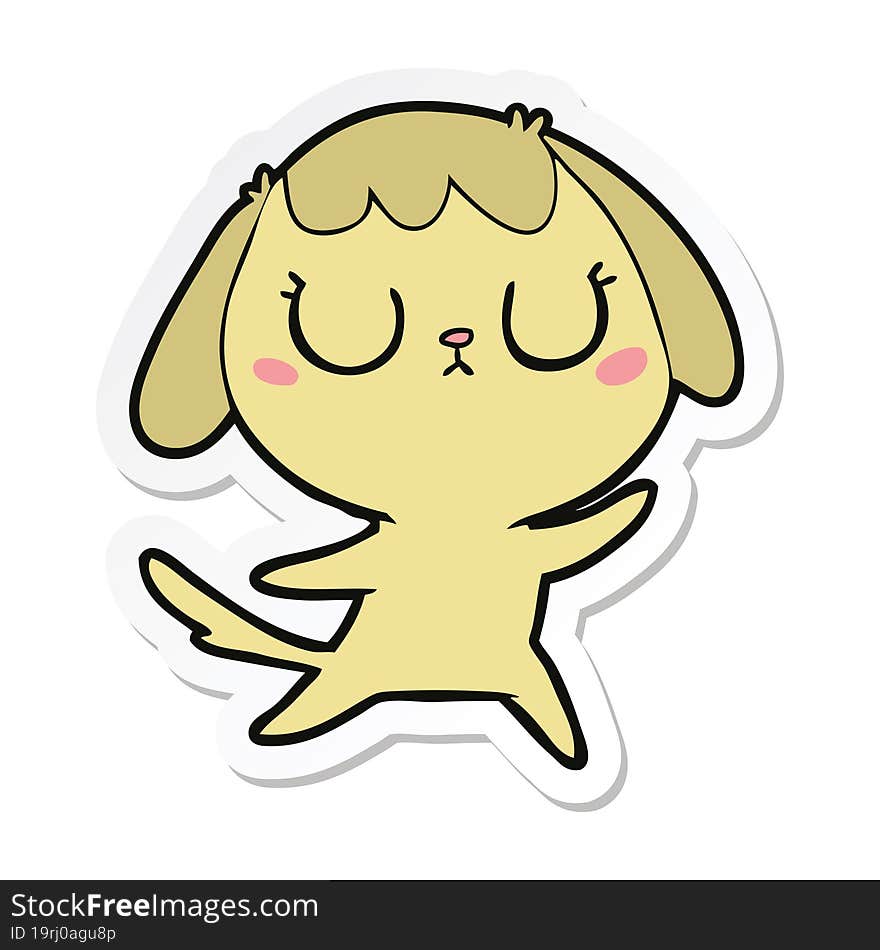 sticker of a cute cartoon dog