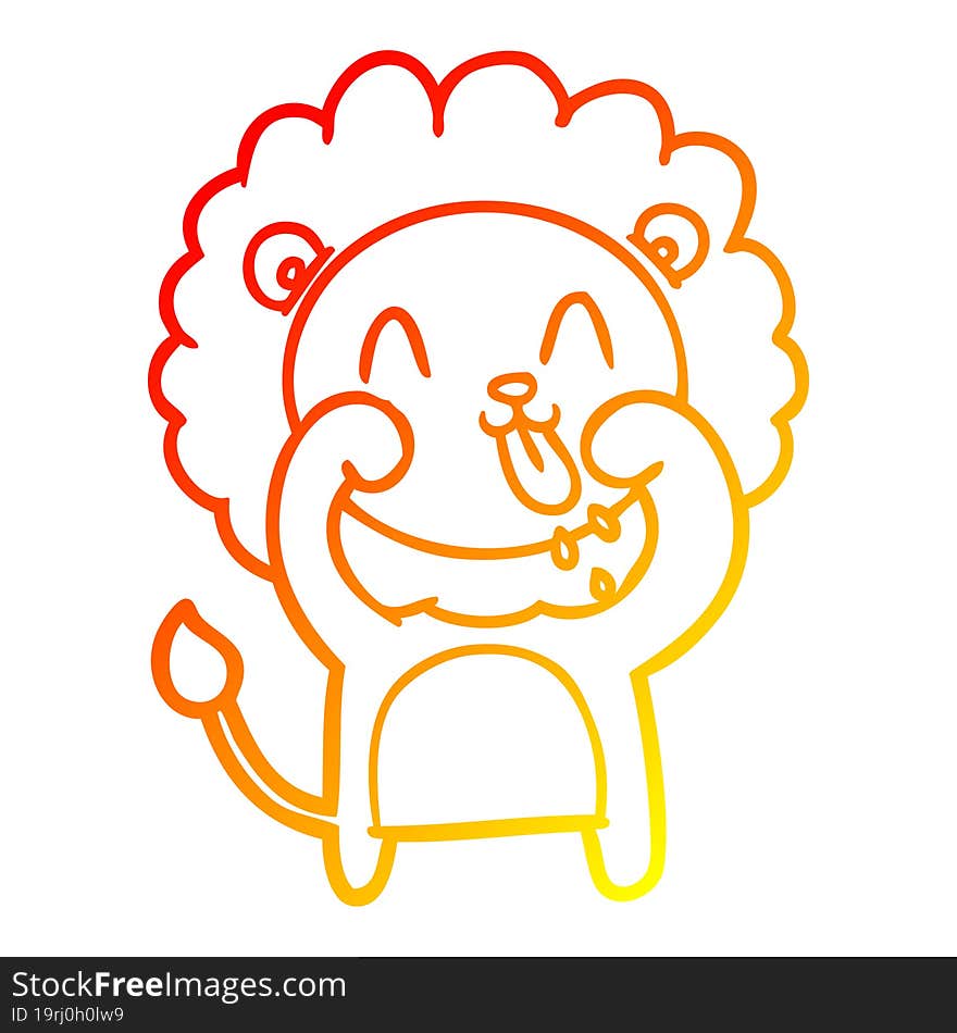 warm gradient line drawing happy cartoon lion