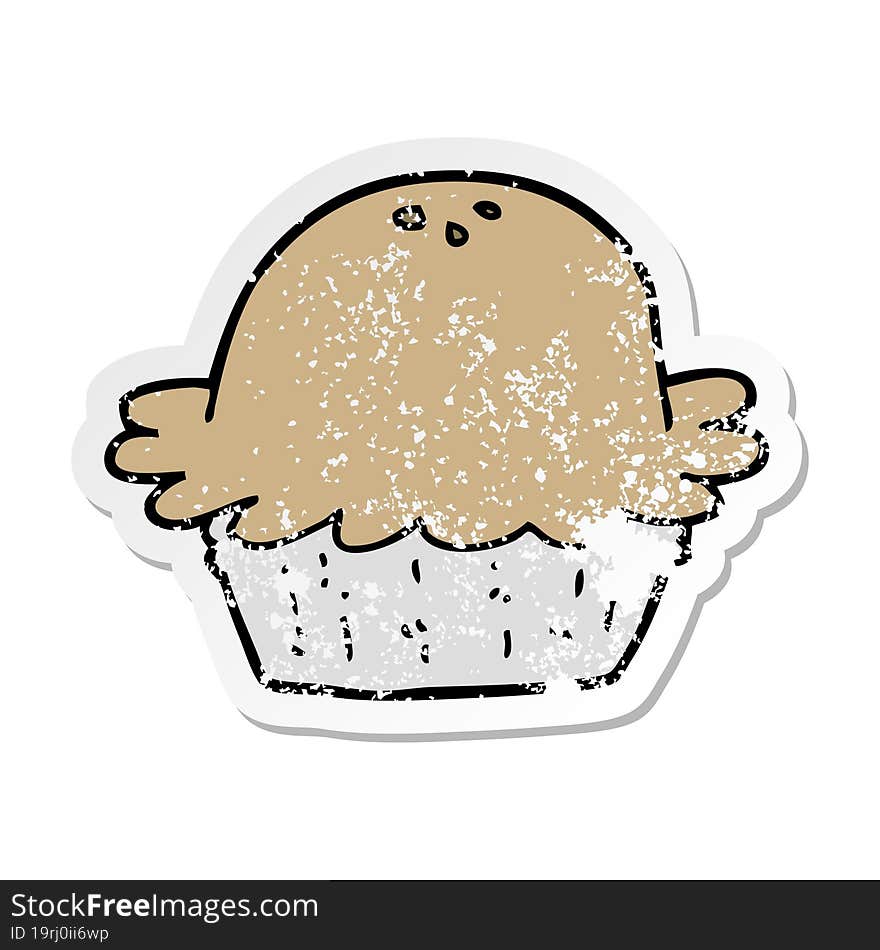 Distressed Sticker Of A Cartoon Pie