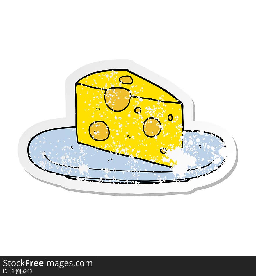 Distressed Sticker Of A Cartoon Cheese