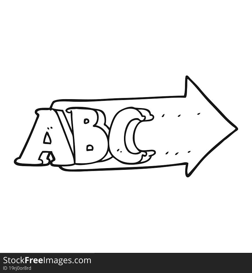 black and white cartoon ABC symbol