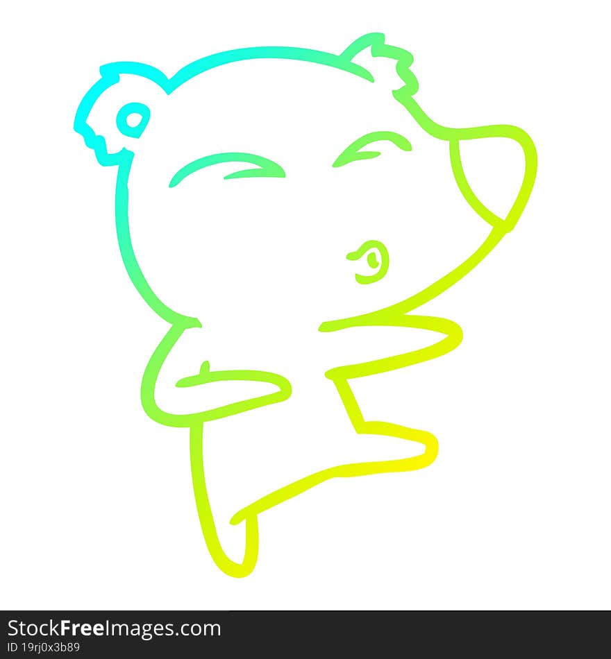 cold gradient line drawing cartoon whistling bear