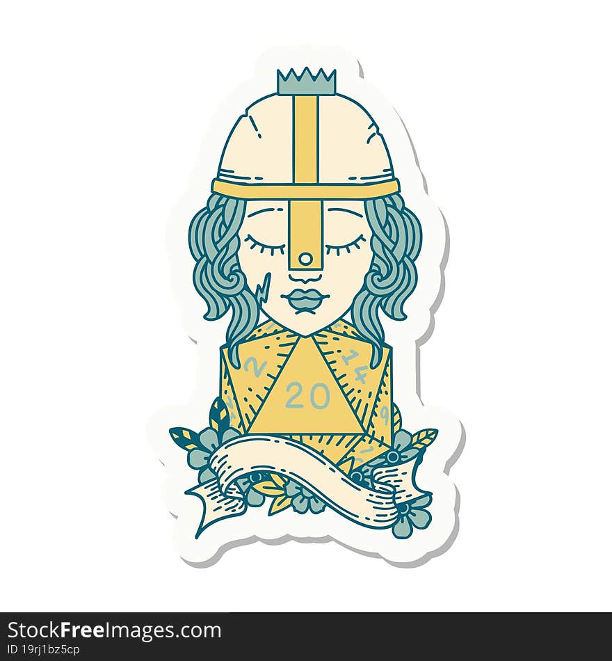 Human Fighter With Natural Twenty Dice Roll Sticker