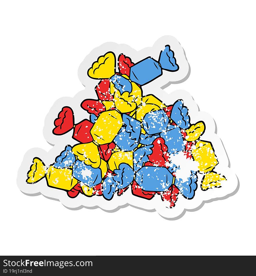 distressed sticker of a cartoon candy