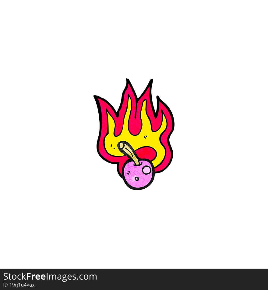 cartoon flaming cherry