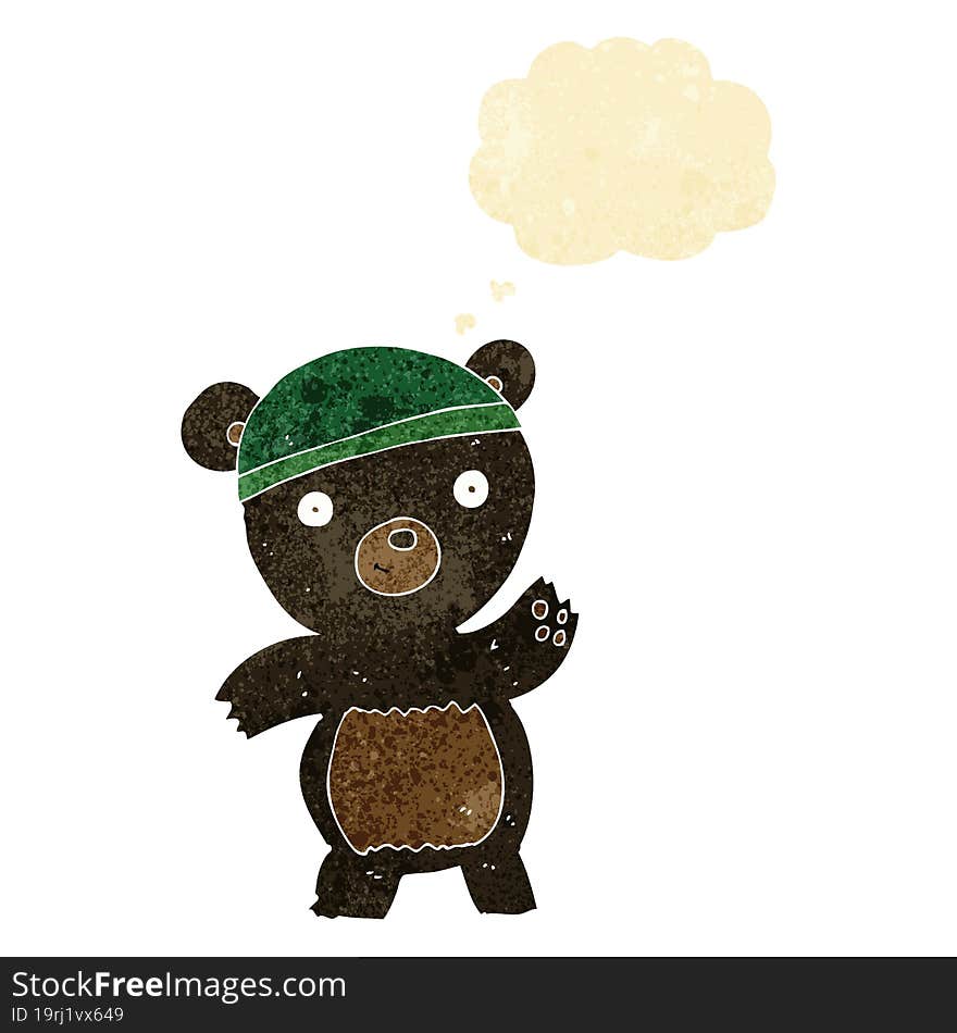 cute cartoon black bear with thought bubble