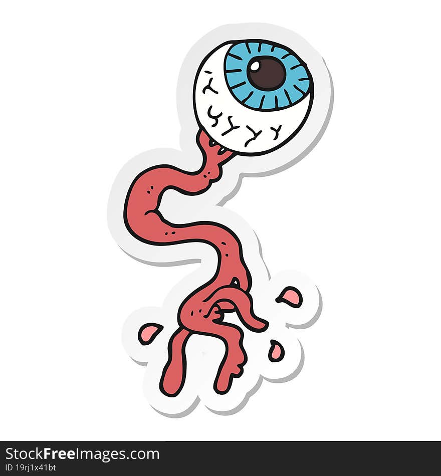 Sticker Of A Cartoon Gross Eyeball