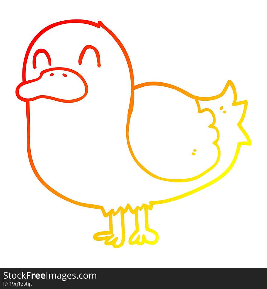 warm gradient line drawing cartoon duck