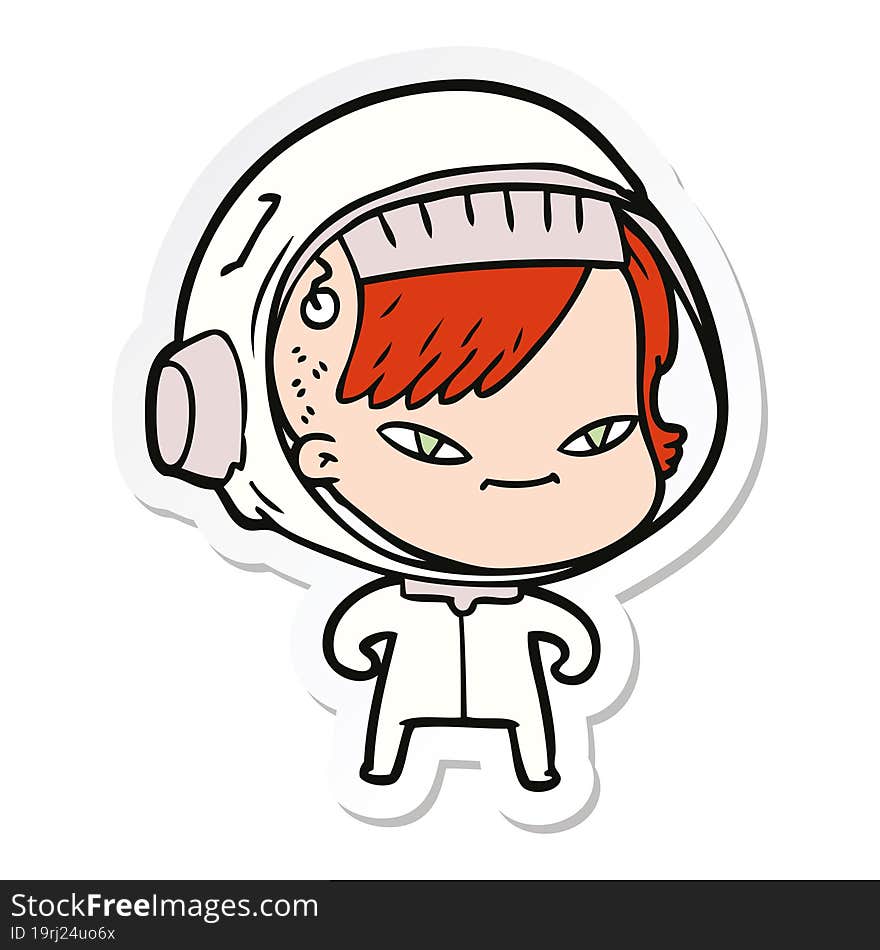 sticker of a cartoon astronaut woman