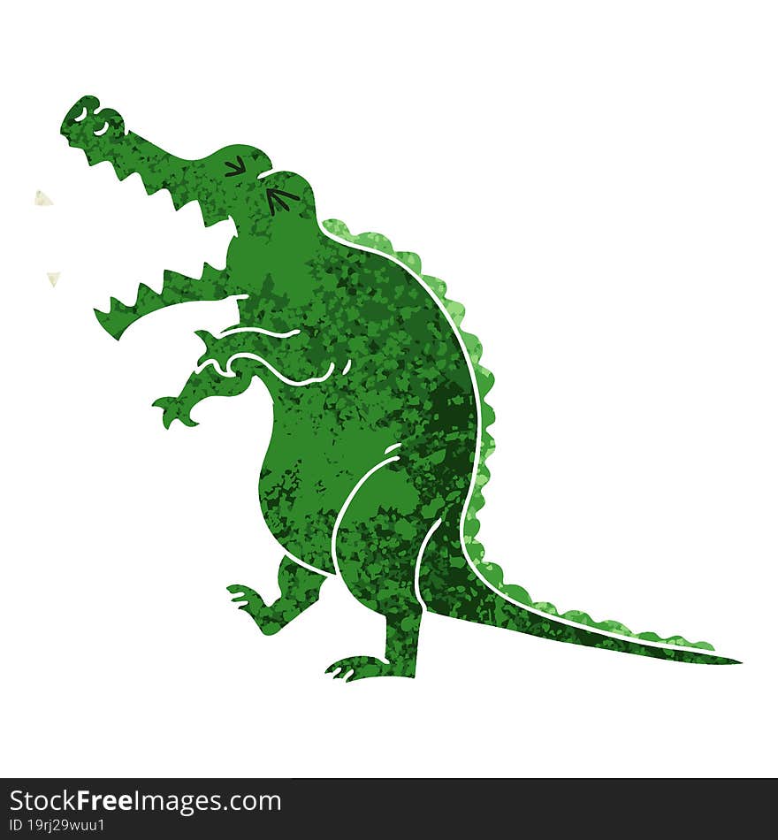 quirky retro illustration style cartoon crocodile