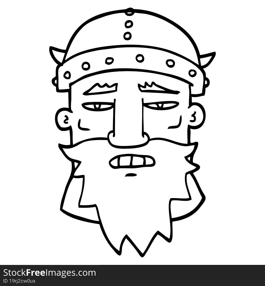 Line Drawing Cartoon Angry Warrior