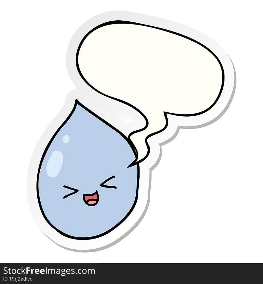 cartoon raindrop with speech bubble sticker. cartoon raindrop with speech bubble sticker