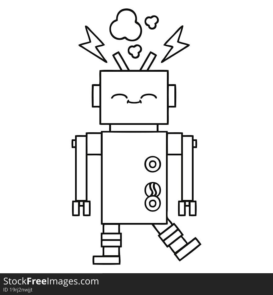 Line Drawing Cartoon Robot