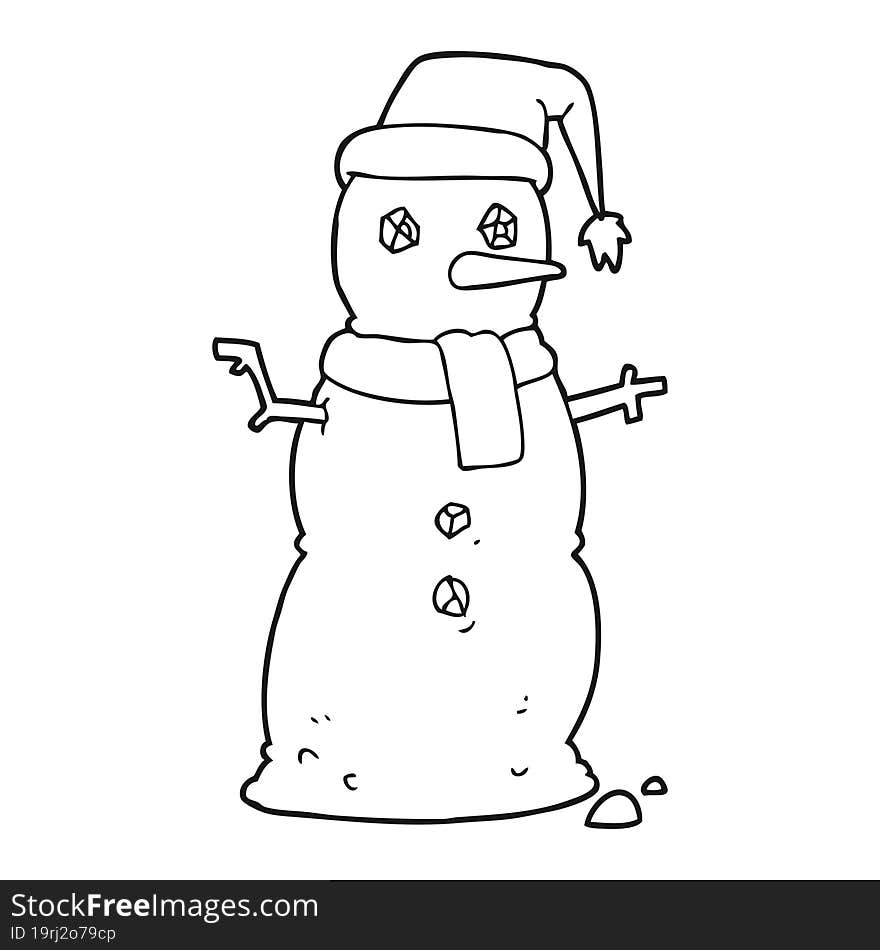 Black And White Cartoon Snowman