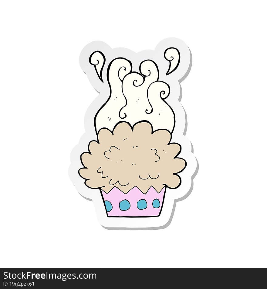 sticker of a cartoon cup cake