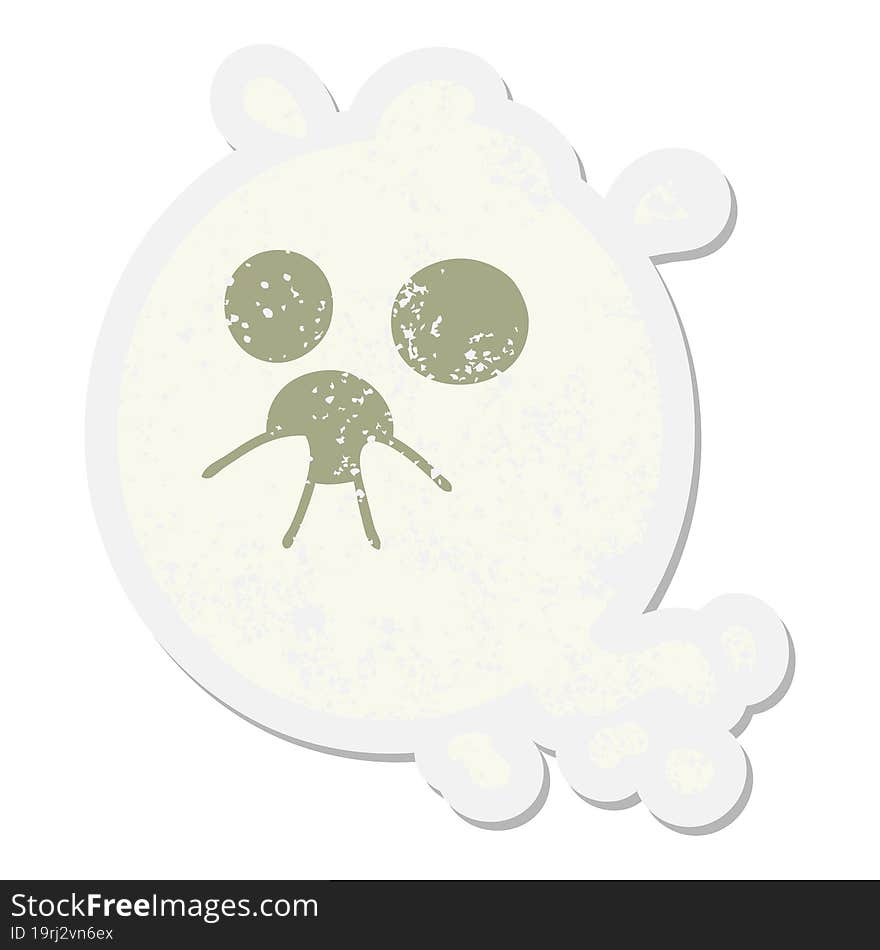 Cute Frightened Ghost Grunge Sticker