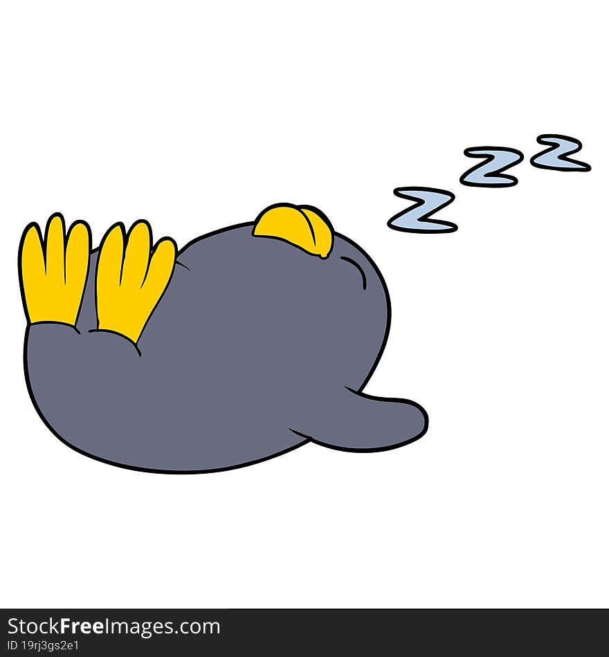 cartoon sleeping penguin. cartoon sleeping penguin