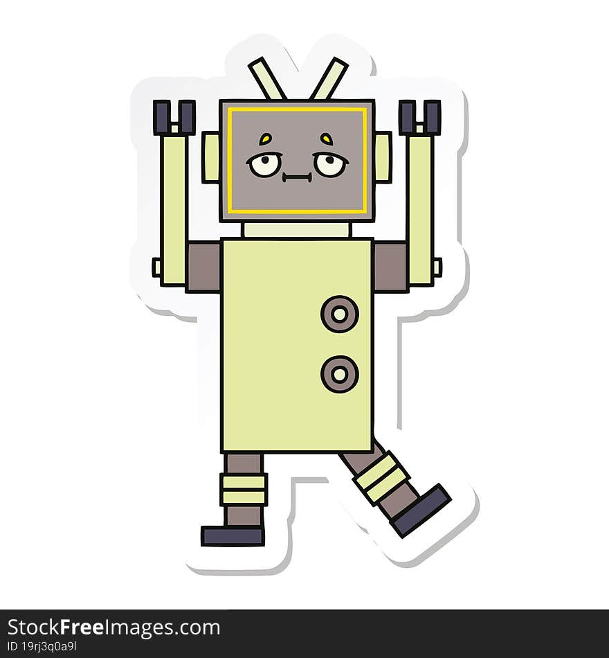 Sticker Of A Cute Cartoon Robot