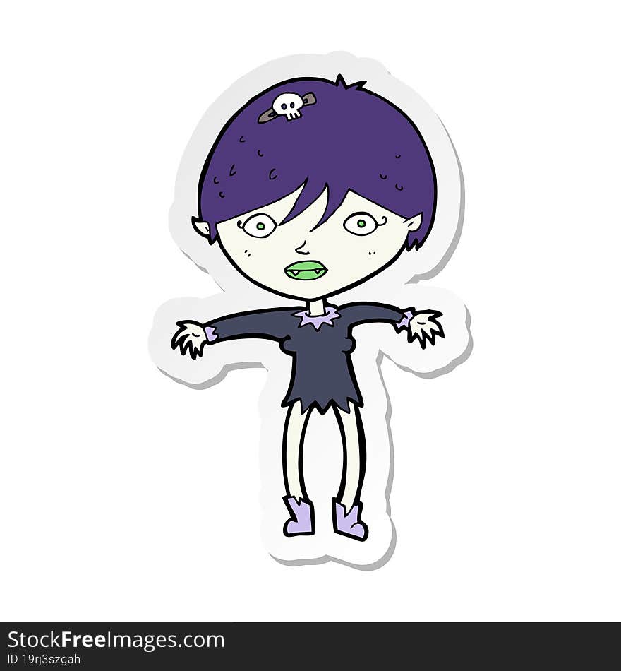 sticker of a cartoon vampire girl