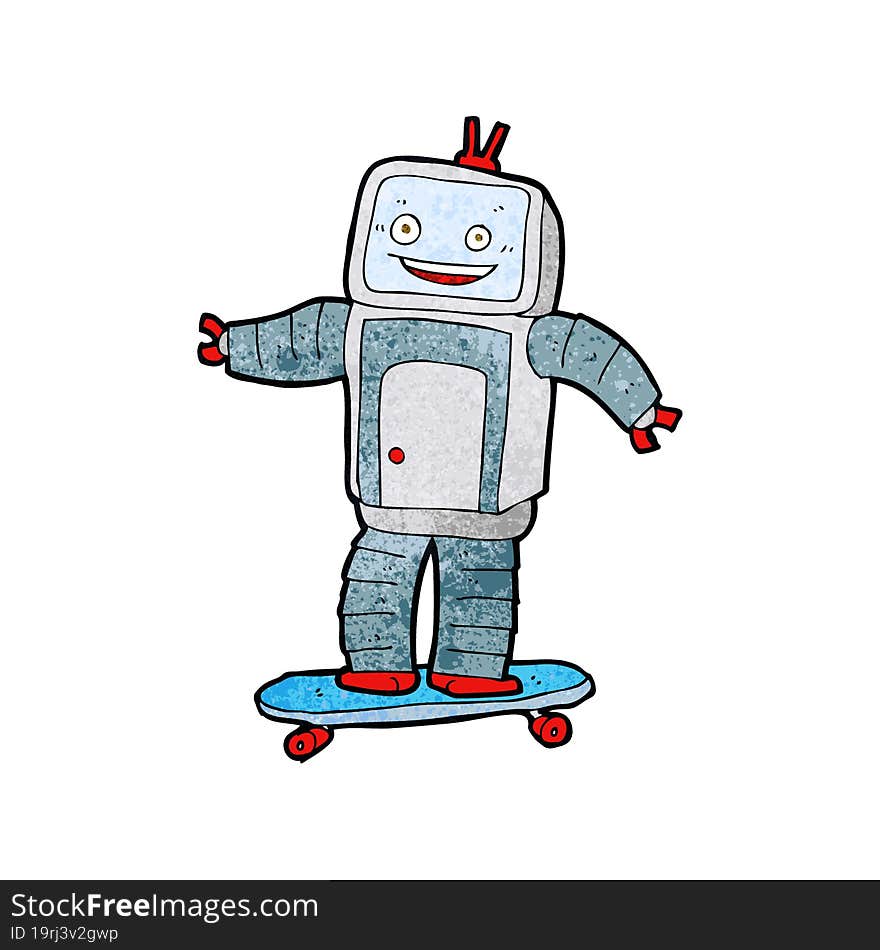 cartoon skateboarding robot