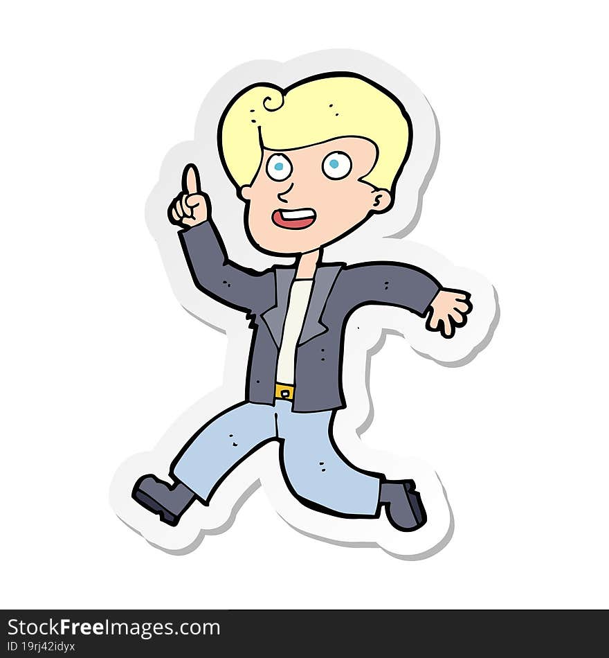 sticker of a cartoon man with great idea