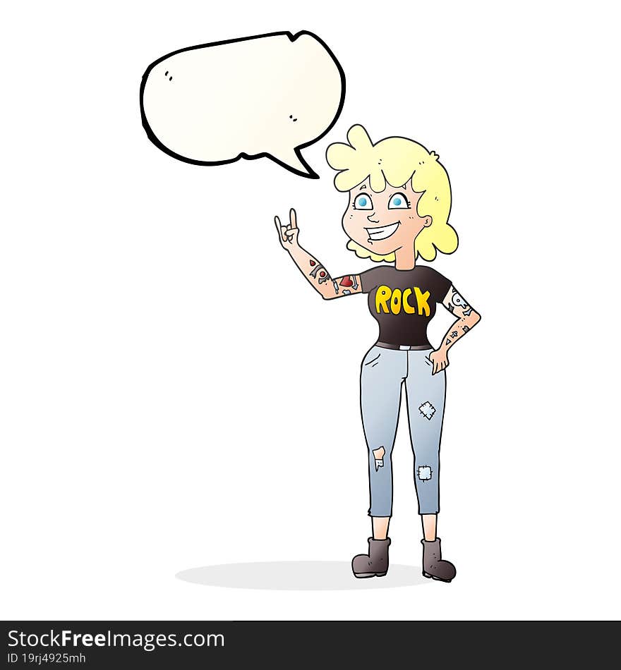 speech bubble cartoon rock girl