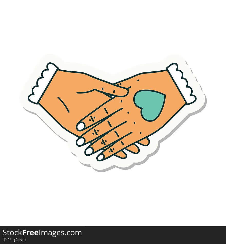 Tattoo Style Sticker Of A Pair Of Hands