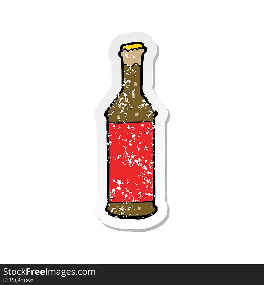 Retro Distressed Sticker Of A Cartoon Beer Bottle